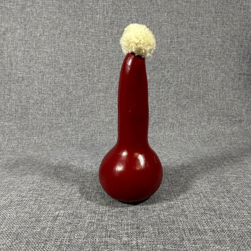 VTG Handmade Santa Claus Gourd Figurine Red Folk Art Christmas Decor 1990 Signed